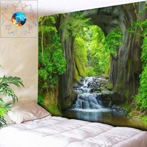 Hippie Tapestry Custom Multifunction Tapestry Boho Mandala Wall Tapestry Forest Tapestry Waterfall River Wall Hanging Dorm Decor