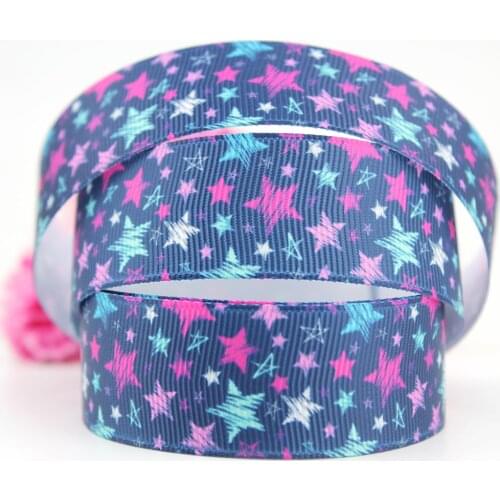Cartoon stars printed grosgrain ribbon 16-75mm DIY handmade materials hair accessories wedding gift wrap tape ribbons