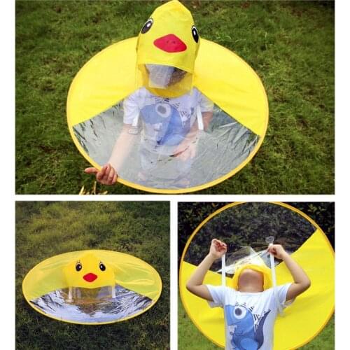 Cute Raincoat Cartoon Duck Kids UFO Rainwear Rain Coat Children Umbrella Outdoor Boys Girls Windproof Rain Coat Student Poncho