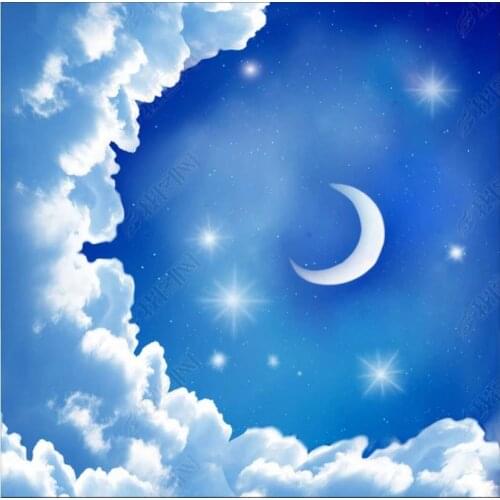 Custom photo wallpaper 3d ceiling wallpaper for walls 3 d Dreamy white cloud starry sky moon ceiling zenith mural wall papers