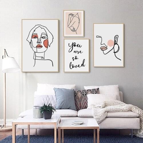 Simple Nordic abstract figure beauty living room murals poster canvas print picture background wall decoration painting