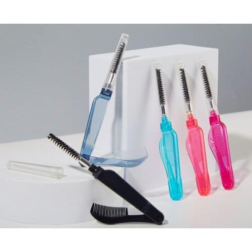 Dual-purpose Eyelash Comb Multifunction Folding Eyelash Brush Stainless Steel Eyelash Curler Teeth Lash Separator Make Tools