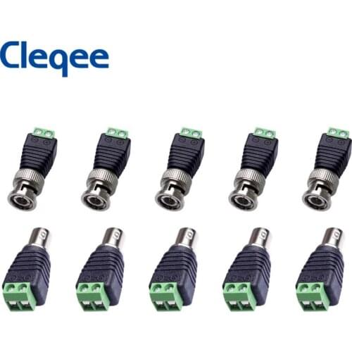 BNC Male Female Balun Connector Plug gold-plated pin for CCTV Security Camera Led Strip Cable Wire Ends Barrel Adapter