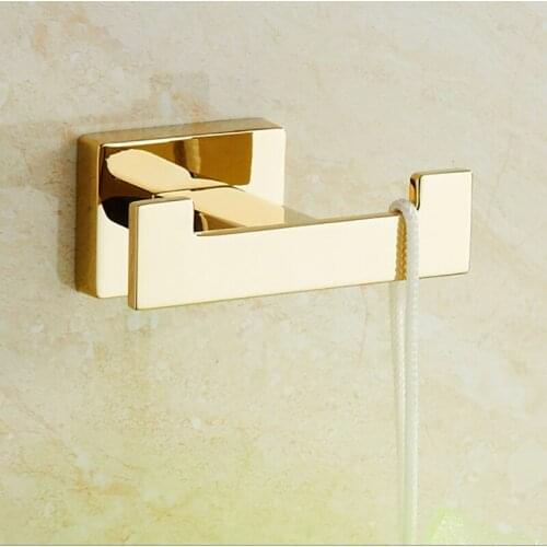 Luxury Gold Robe Hook Bathroom Hangings Hook Double Zinc Alloy Home Bathroom Decoration Accessories Simple Durable Hooks