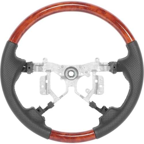 15.2in Upgrade Steering Wheel Replacement Fit for Estima/Camry/Previa/High Lander Black Perforated Leather Wood Grain Accessory