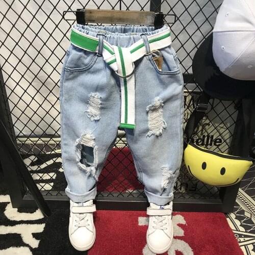 Children Broken Hole Pants Trousers 2018 Baby Boys Jeans Brand Fashion Autumn 2-6Yearrs Kids Trousers Children Clothing(No belt)