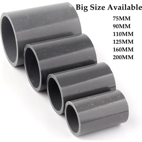 Big Size ID 63~160mm Mounting Hydroponics Pipe Straight Equal Connectors PVC Pipe Straight Connector Plastic Joint Fittings