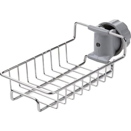 Steel Hanging Storage Rack Kitchen Faucet Dishcloth Shelf Kitchen Bathroom Holder