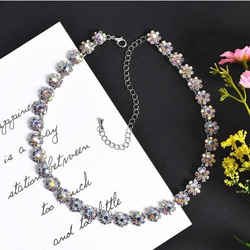 Rhinestone Necklace, Retro Fashion Crystal Jewelry, Colorful Girls, Shiny Prom, Wedding Accessories CORUIXI H94515