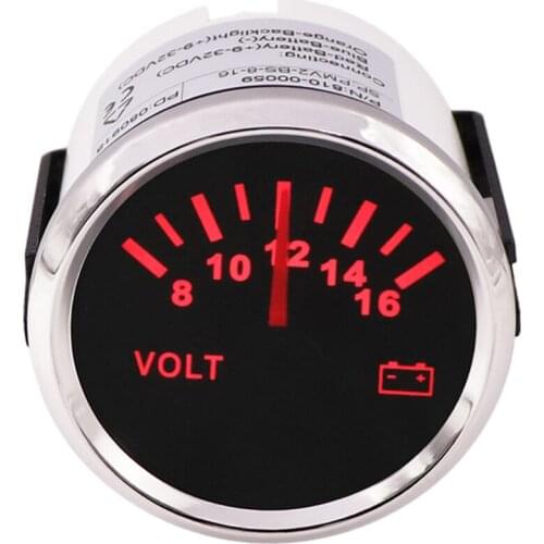 52 mm Marine Voltmeter 12V 24V fit Car Mobile Motor Motorcycle Red Backlight Waterproof LCD Display Volt 12 24 V Meter