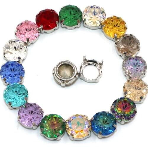 Wedding Decorations Pointback Round Shape Glass Crystal Stones Sliver Claw Sew On Rhinestones For Clothing/Crafts/Dress