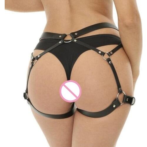 Leather Harness Women Body Buttocks Bondage Lingerie Waistband Garter Chain Belt Tight Suspender Strap Leg Belts Cage Adjustable