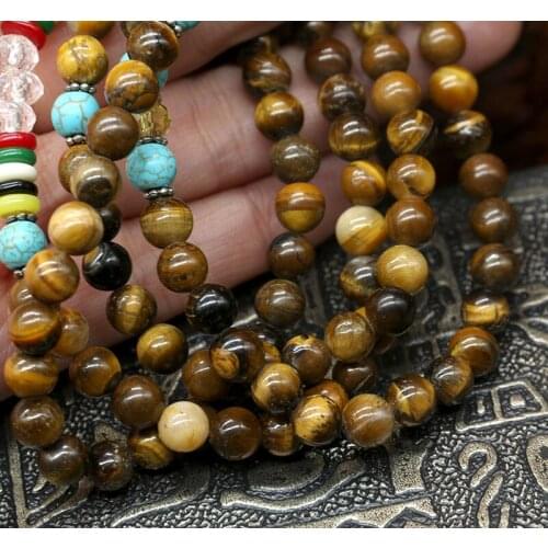 High Quality Black color Necklace Christmas Charms Natural Round Tiger Eye Amazonite Garnet Agates Bracelet