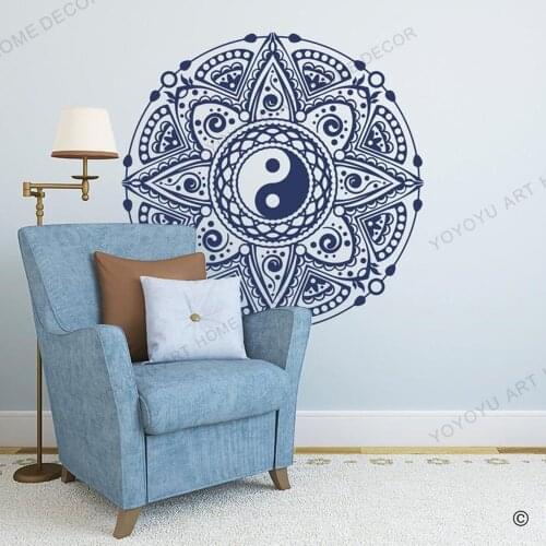 Yin Yang Mandala Wall Decal "The Kazu" for nursery playroom living wall window door wallpaper Yoga Vinyl Sticker removable rb505