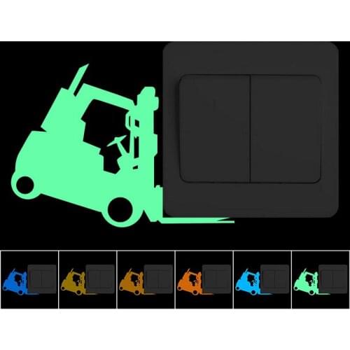 Funny Forklift Light Switch Sticker Glow in the Dark Cartoon Machinery Sticker for Kids Room Children Bedroom DIY Decoration