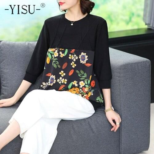 YISU Women Loose Spring Sweater O-Neck Stitching printing Knitted Pullover Long sleeve Female Thin Women clothing 2012 New