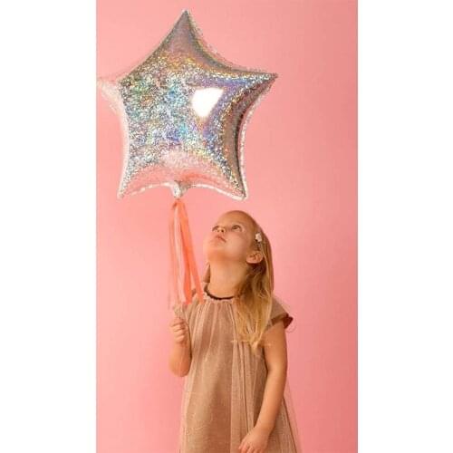 1pc 18inch Laser Star Foil Balloons Birthday Party Decoration helium bling ballons for New Year Wedding Party Decoration