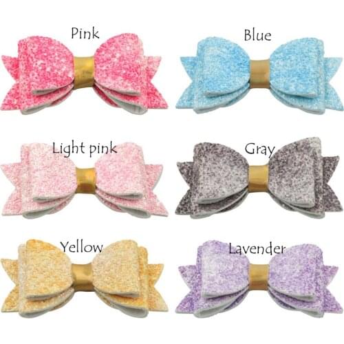 12 pcs/lot, , 3 inch Glitter Bow Hair Clips , School Girls Hair Bow Clips Shiny Bow Hair Accessories