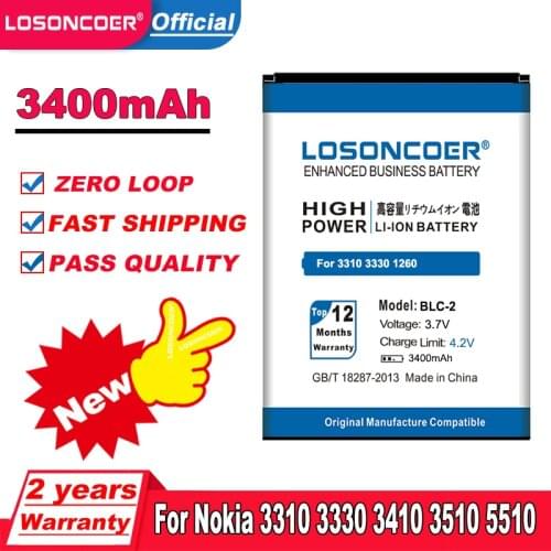 3300mAh BLC2 BLC-2 For Nokia 3310 3330 3410 3510 5510 3530 3335 3686 3685 3589 3315 3350 3510 6650 6800 3550 Free Shipping