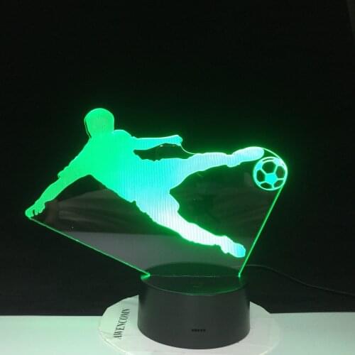 3D Lamp Illusion Playing football Sport Night Light Colorful Touch USB Table Lamp for Children Baby Kids Birthday Party Gift