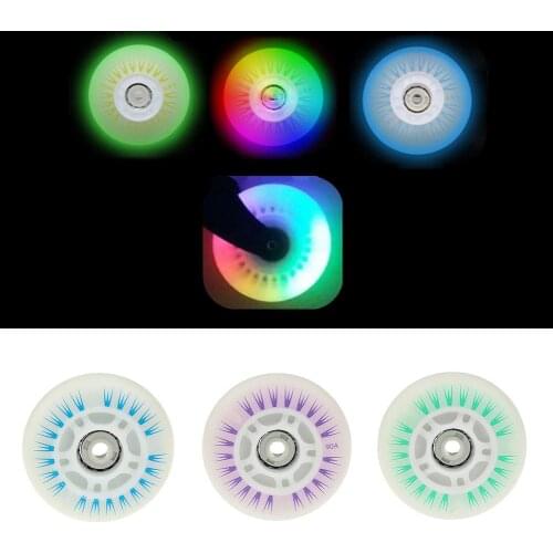 4Pcs 76/80mm Skating LED Luminous Flashing Inline Roller Skates Shoes Wheels Outdoor Fun Sports Toys