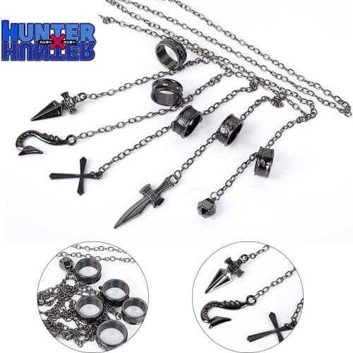 Anime Hunter x Hunter Kurapika Cosplay Props Toys Metal Ring Vintage Finger Chain Pendant Vampire Slayer Charm Bracelet Cross