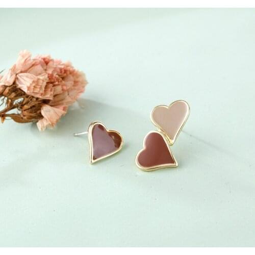 Shamir Han Edition Contracted Asymmetric Heart-Shaped Earrings Mini Heart-Shaped Earrings Girl Jewelry Gifts
