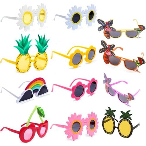 Beach Hawaii Party Sunglasses Tropical Decorations Funny Glasses Pineapple Flower Sunglasses Summer Luau Hawaiian Party Event