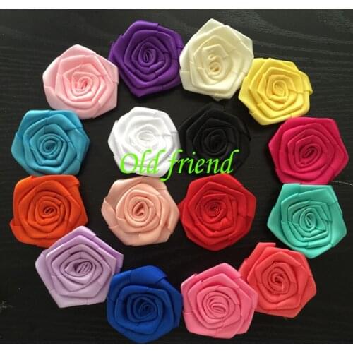 Free shipping 50pcs/lot 2" satin ribbon rolled rose flower DIY flower For Clothing, Dress, Hats