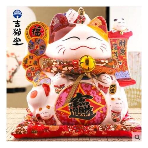 Large electric hand cat Japan Ceramic genuine manpower hammer ceramic ornaments crafts Gift box packaging Money double paymen