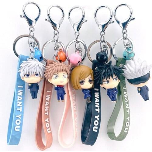 Anime Jujutsu Kaisen Itadori Yuji Gojo Satoru Q Version PVC Figure Model Desk Decor Cosplay Xmas Keychain Gift 5 Pcs/Set