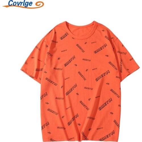 Covrlge New T-shirt Daily Comfortable All-match English Elements Sports Loose Couples Splicing Best Seller Mens Top MTS688