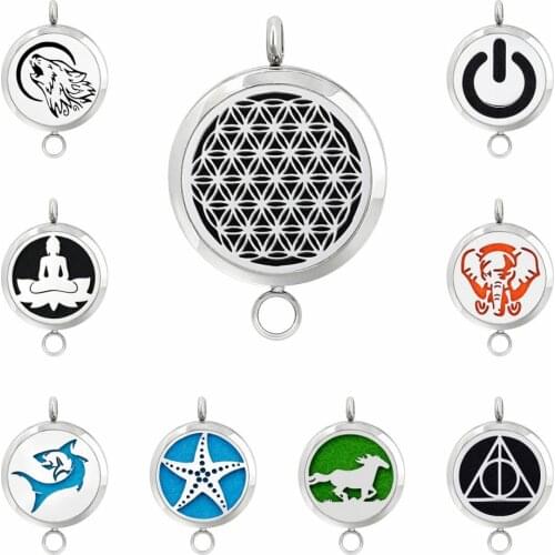 Flower of life 30mm Diffuser locket 316L Stainless Steel Magnetic Essential Oil Perfume Lockets Pendant free 10pads