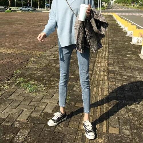 Denim Trousers Autumn 2020 Denim Pants Women Jeans Winter Elastic Solid Plus Size Stretch Streetwear High Waist Korean Vintage