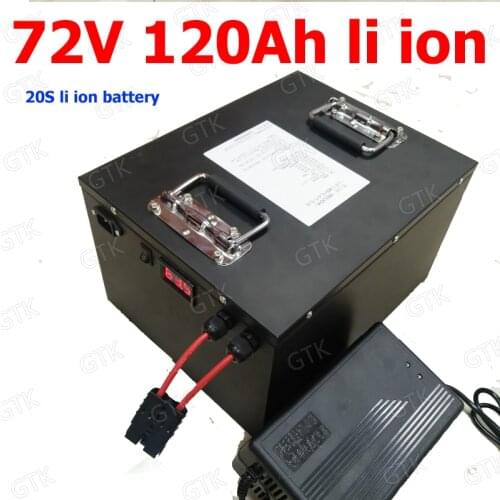 GTK waterproof li ion 72v 120Ah lithium ion battery 100A BMS for 7000w 6000W bike tricycle Forklift Motocycle AGV +10A charger