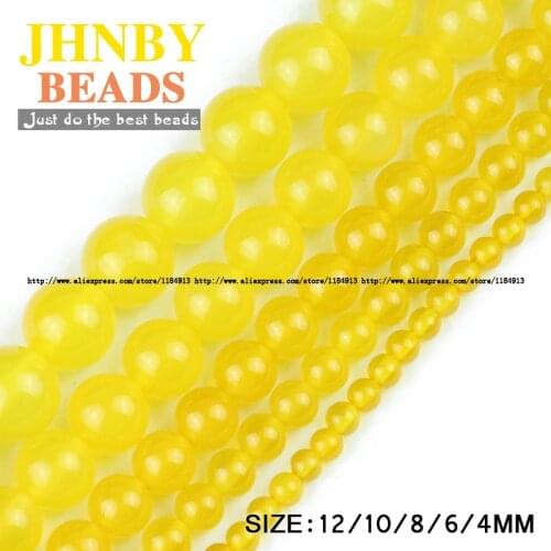 JHNBY Yellow carnelian beads Natural Stone Round Loose beads ball 4/6/8/10/12MM handmade Jewelry bracelet making accessories DIY