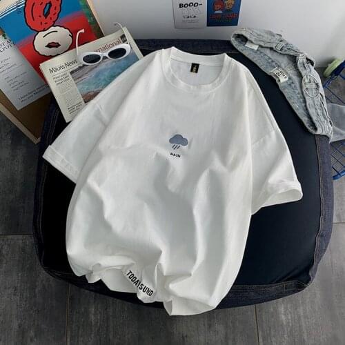 Summer Harajuku Short-sleeved T-shirt Mens Tide Brand Korean Fashion Comfortable Loose Trend Wild Half-sleeved T-shirt Clothes