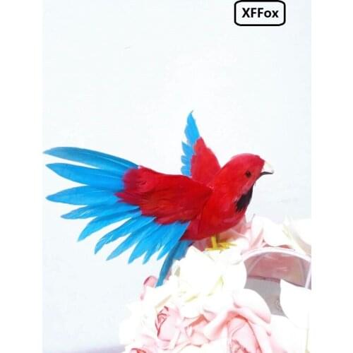 Cute real life wings red&blue parrot model foam&feather simulation parrot bird gift about 20x28cm xf0287
