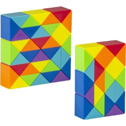 Montessori Twisting Magic Cube Snake Ruler Puzzle Bending Rainbow Color Toys Anti-stress Magic Snake Shape Cube Release Stress