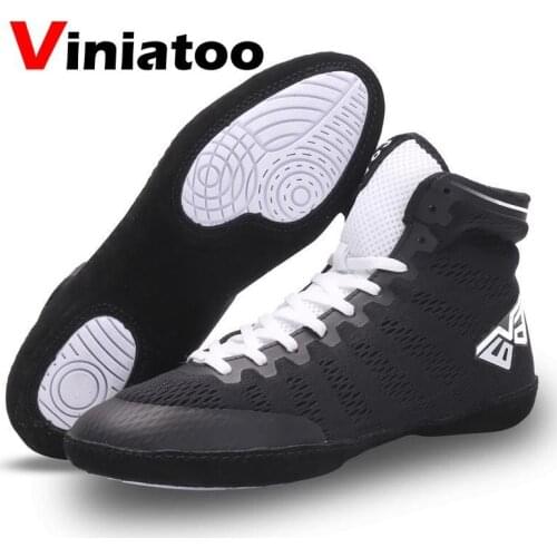 New Boxing Shoes Men Light Weight Boxing Sneakers Black White High Quality Classic Wrestling Shoes Male Wrestling Footwears