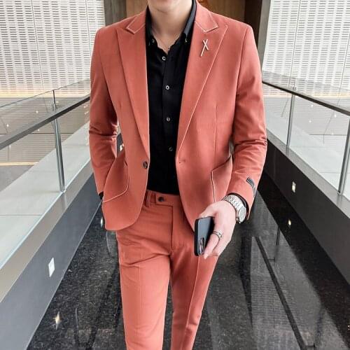 Men Blazer Slim Fit Men Clothing Two-piece Mens Suit Mens Fashion Slim Wedding Clothing Wedding Mens Suit + Pants