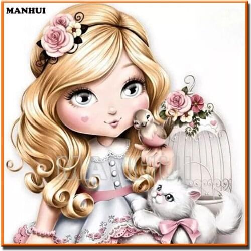 NEW DIY Diamond Cute girl Mosaic Diamond Painting Cross Stitch Kits Diamonds Embroidery Full Spuare Home Decor MH525