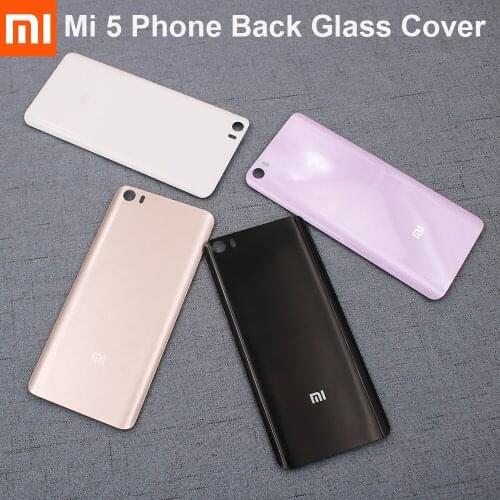 New Original Xiaomi Mi 5 Glass Back Cover Real Door Panel Housing Case Battery Protective Back Cover Shell For XIAOMI M 5 + Logo