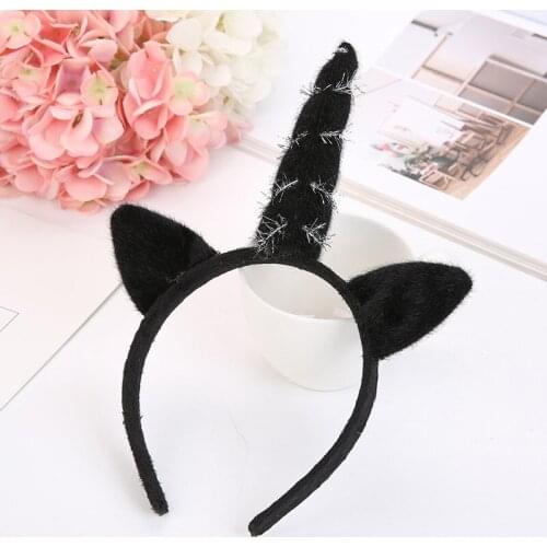 Novelty Children Unicorn Headband Solid Color Birthday Halloween Christmas Festival Birthday Party Hair Accessories