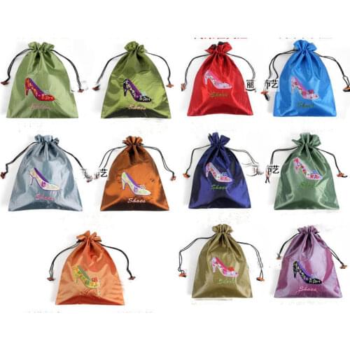 Wholesale10pcs Chinese Vintage Embroiderd Silk Cloth&Shoe Bag Pouch Wallet Purse Jewelry bag