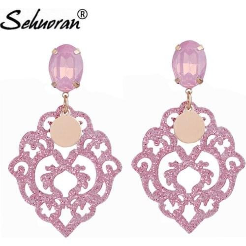 Sehuoran Brinco Brincos Originality Geometry Resin Engraving Drop Earrings For Women Elegant Design Jewelry Wholesale E0398