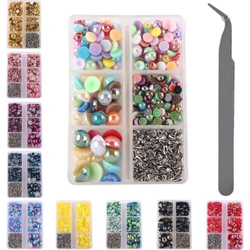 Semicircle no hole magic color imitation pearl environmental protection plastic loose bead multi color DIY clothing accessories