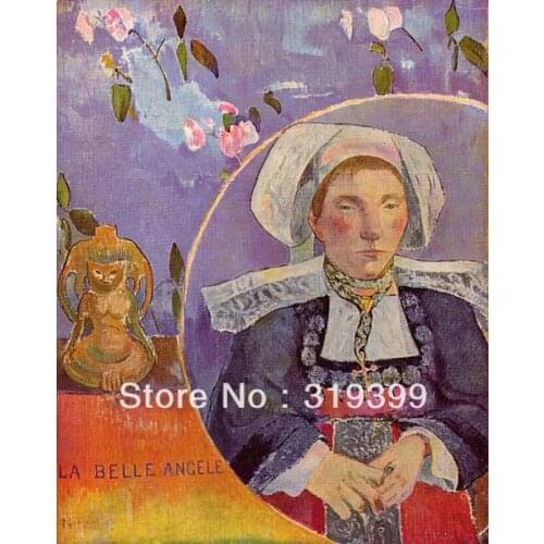 Portrait Oil Painting Reproduction on Linen canvas,The Beautiful Angele by paul gauguin,Free DHL Shipping,Museum Quality