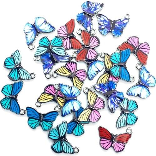10pcs/set 20*13mm Butterfly Charms Colorful Enamel Alloy Metal Inscet Charm Pendant Wholesale For DIY Earring Crafts Accessories