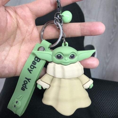 Star Wars Baby Yoda Silicone Keychain Cartoon Disney Anime Mandalorian Action Figure Model Key Chain Best Selling Kids Toys Gift